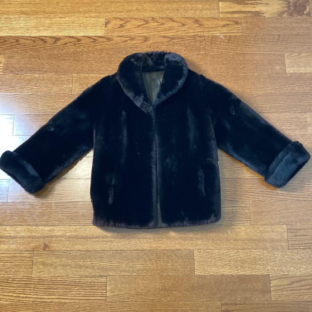M 6 8 faux fur Sheared Beaver Fur Jacket Coat Vintage Mouton brown - Picture 7 of 11